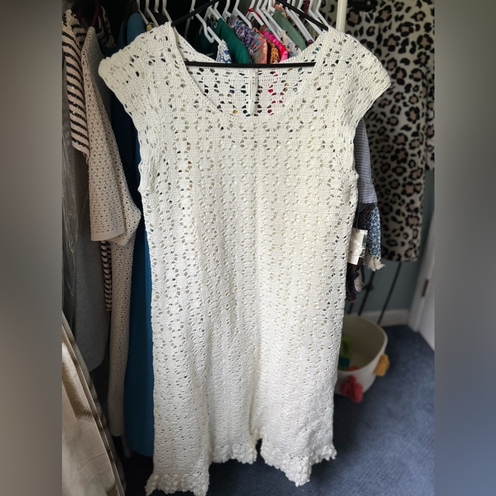 Crochet white midi dress
